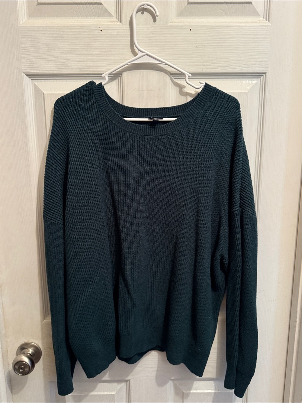 Express Teal Green Shaker Stitch Oversized Crewneck Sweater XXL